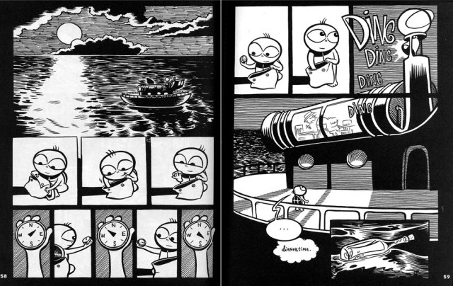 2-page spread from Craig Thompson's graphic novel Goodbye, Chunky Rice (pgs. 58-59, Top Shelf Productions, 1999)